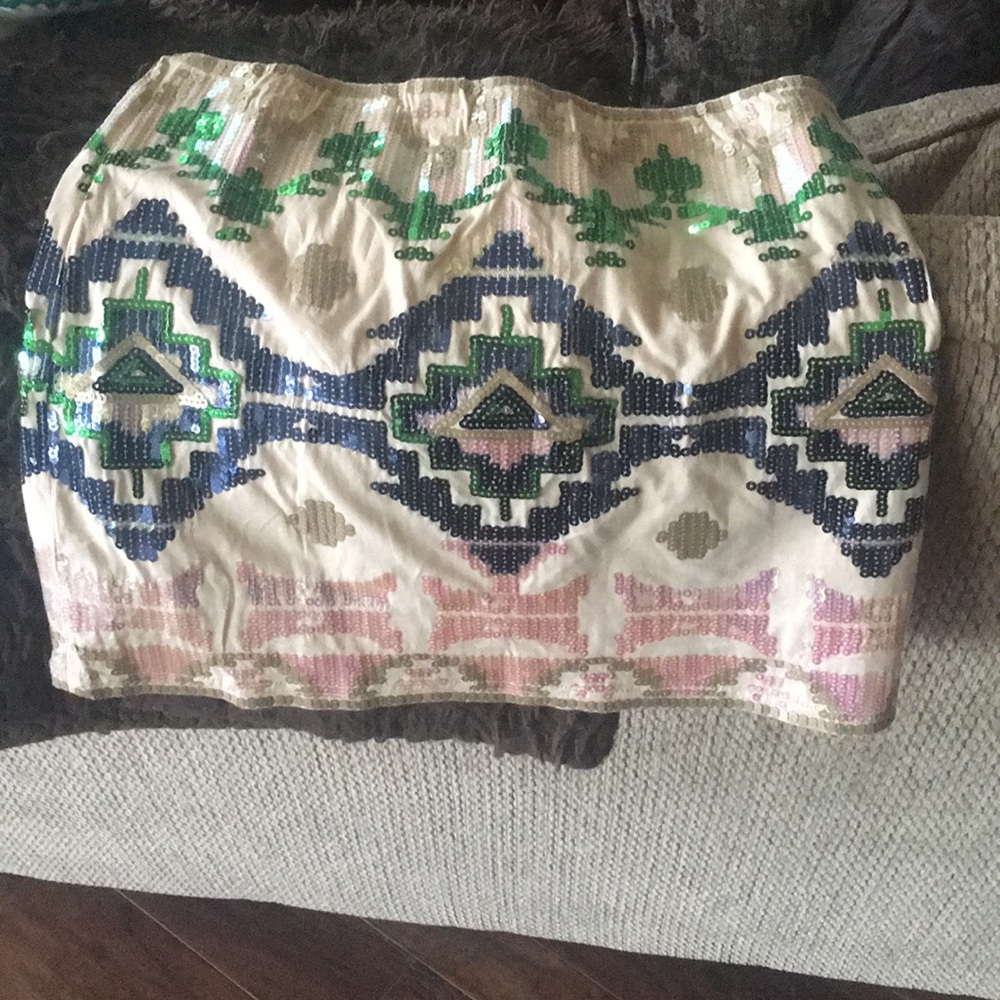 Multi-color sequin min skirt